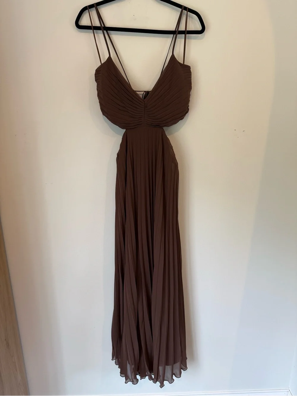 Abercrombie & Fitch Brown Pleated Cutout Maxi Dress
